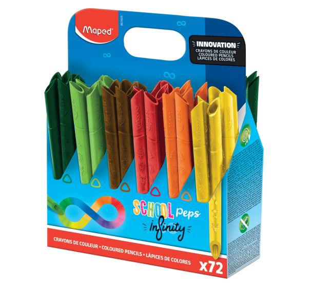 Schoolpack 72 crayons de couleurs SCHOOL'PEPS INFINITY