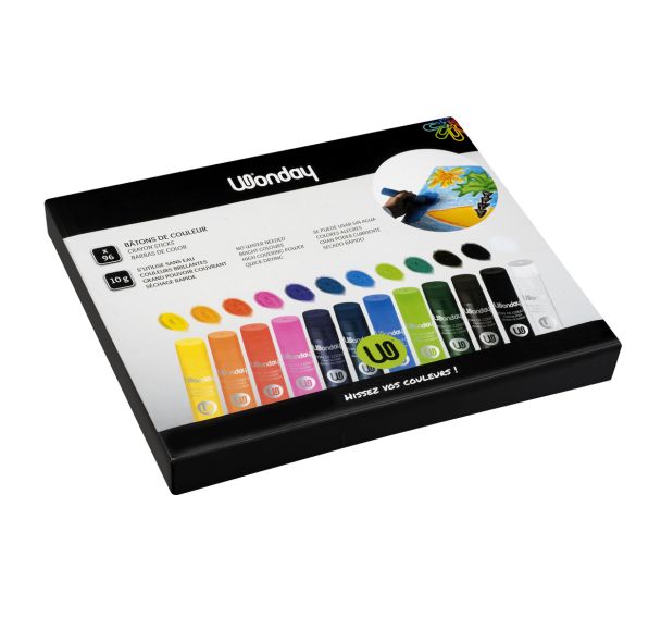 Schoolpack de 96 bâtons de 10 g gouache stick couleurs assorties