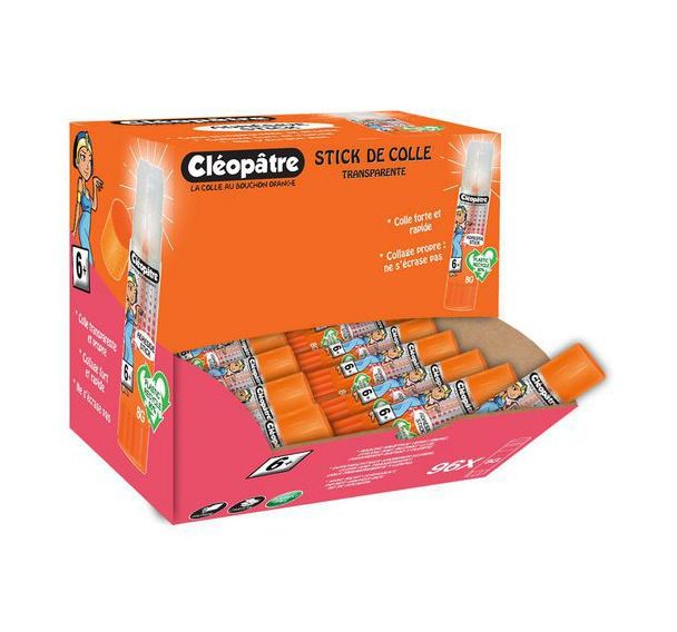 Schoolpack de 96 bâtons de colle transparente 8 g Cléostick