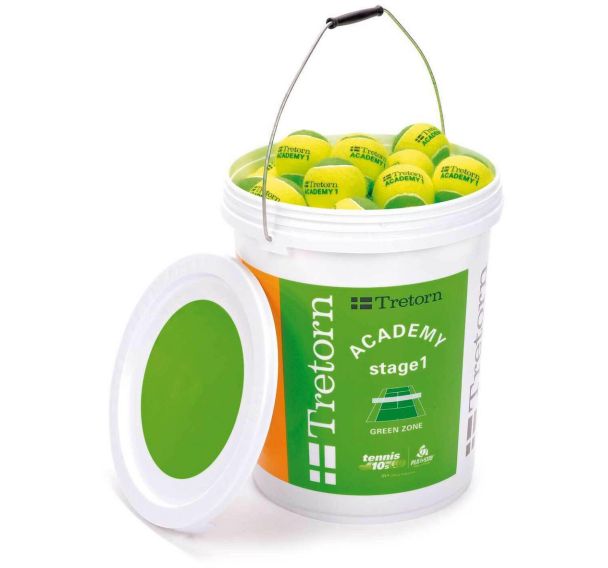 Seau 72 balles de tennis intermédiaires Stage 1 Tretorn