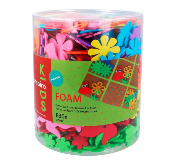 Seau 830 formes en mousse EVA fleurs de 30 à 45mm assorties
