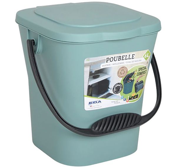 Seau compost 6l vert eucalyptus avec couvercle
