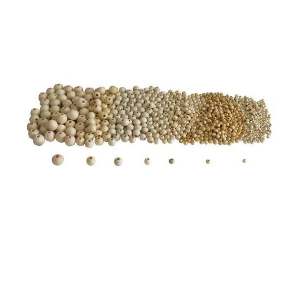 Seau de 575 perles en bois formes assorties Ø 8 à 25 mm