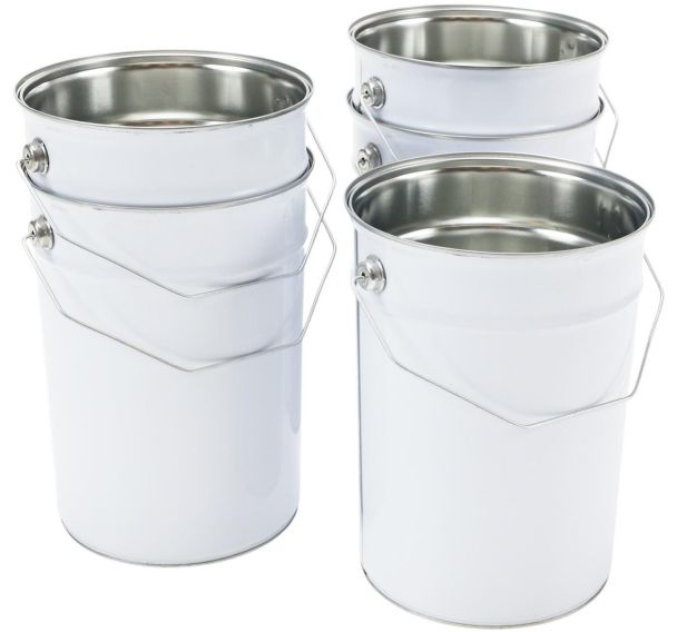 Seau métallique blanc avec couvercle plat – 2,5 à 5L