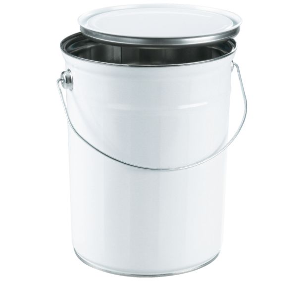 Seau métallique blanc avec couvercle plat – 2,5 à 5L