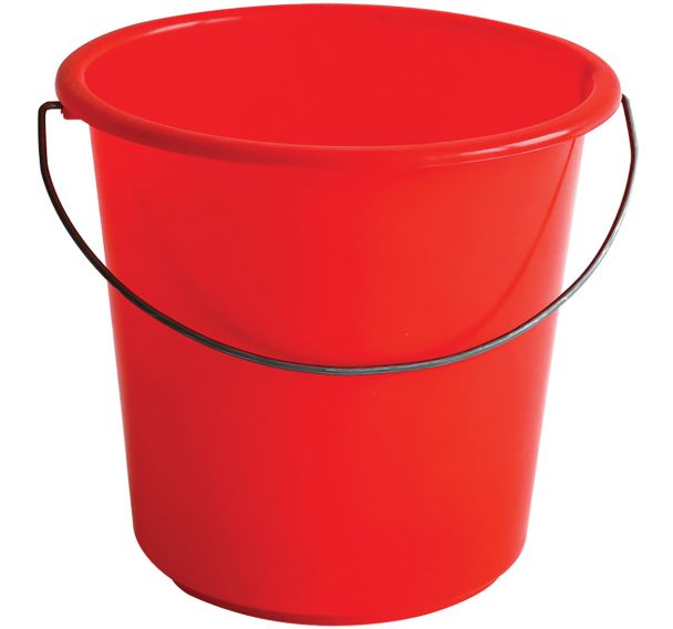 Seau rond léger anse acier-230x230x210mm-Rouge-5 L