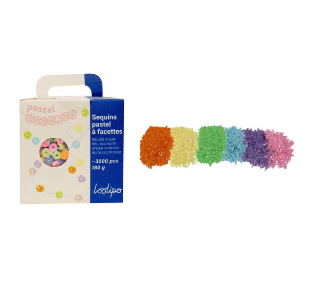 Sequins PASTEL 180 gr - 6 mm - 6 x 30 gr - 3000 pcs
