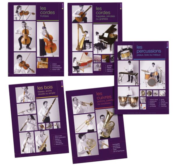 Serie de 5 posters ''familles d instruments''-Fuzeau
