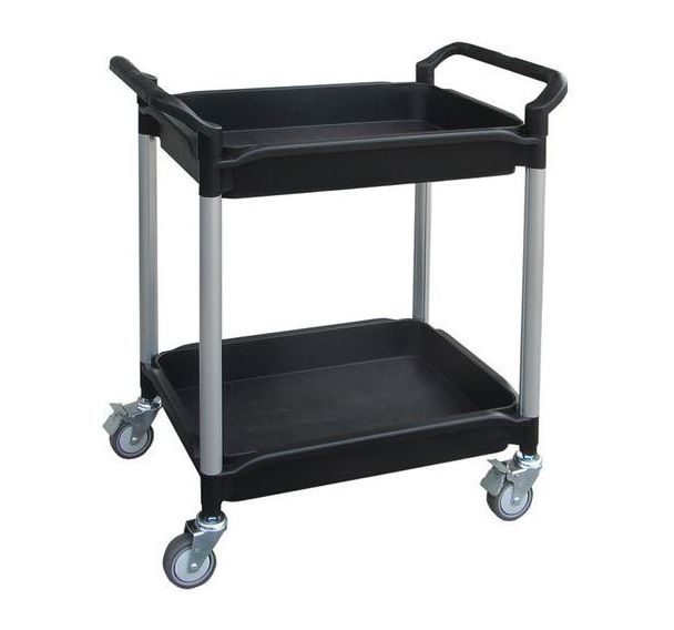 Servante 250 kg polypropylène 2 plateaux à rebord 710x475mm