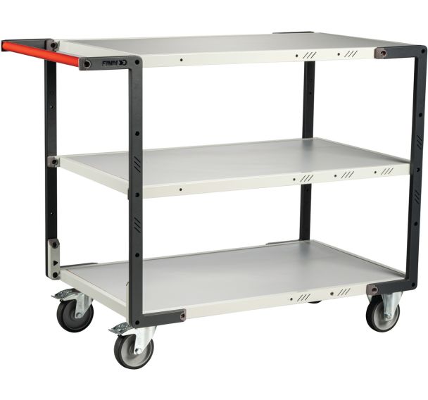 Servante 250kg montée roues TPE-3 plateaux 1000x595-Mélaminé
