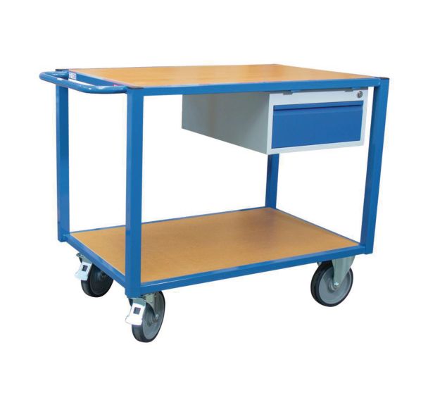 Servante d'atelier 2 plateaux bois et 1 tiroir - Capacité 500 kg - FIMM