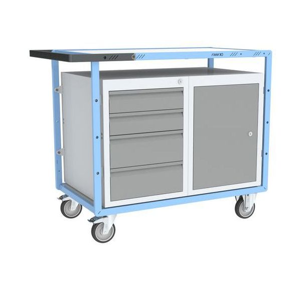 Servante établi équipée 1 bloc 4 tiroirs +1 bloc porte 250kg