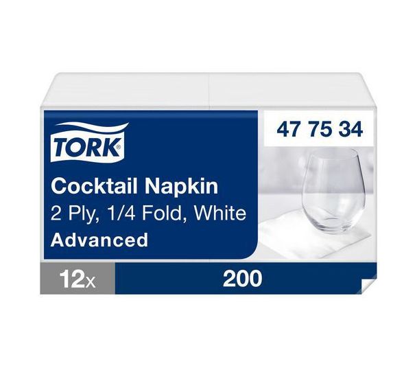 Serviette Cocktail noire, pliage 1/4 2 plis -Tork