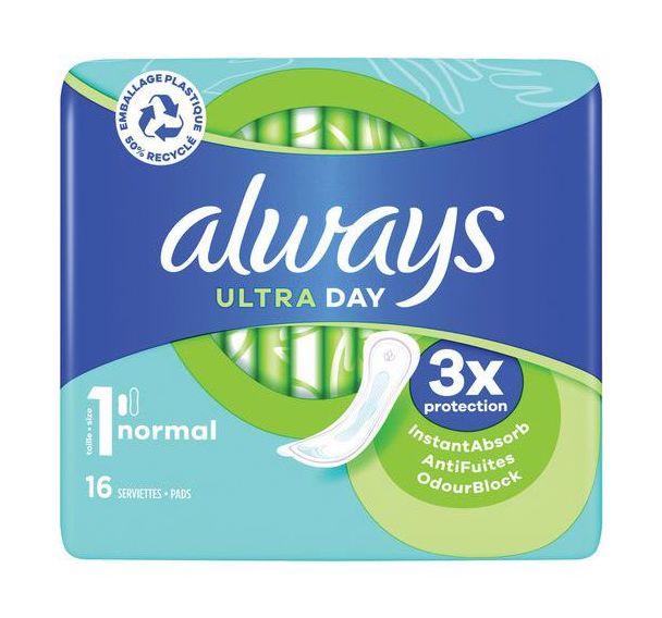 Serviette hygénique Ultra Normal - Paquet de 16 - Always - Lot de 16