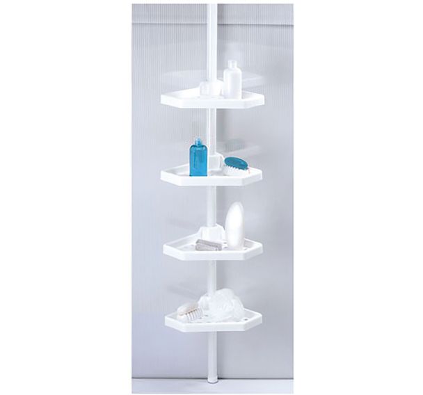 Serviteur de douche plastique d'angle blanc télescopique