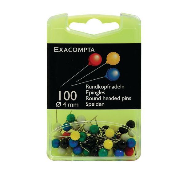 Set 100 épingles sphériques hauteur de pointe 15mm Assorties