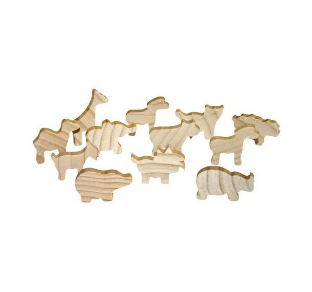 Set 12 figurine en bois animaux à décorer