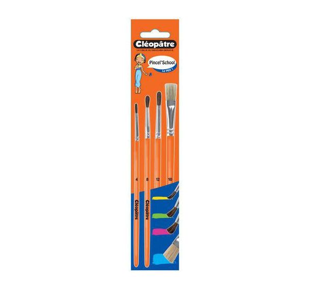 Set 3 pinceaux 4/8/12 + 1 brosse 10