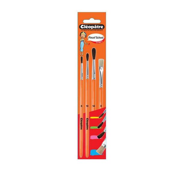 Set 3 pinceaux 6/10/14 + 1 brosse 8