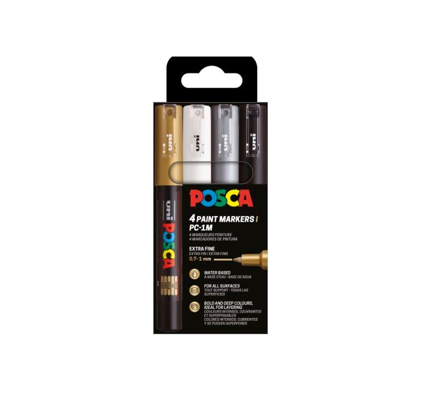 Set 4 marqueurs PC1MC pointe extra fine couleurs assorties