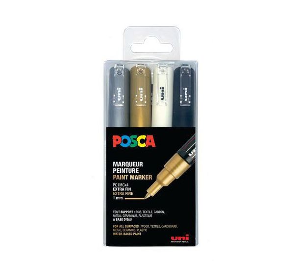 Set 4 marqueurs PC1MC pointe extra fine couleurs assorties