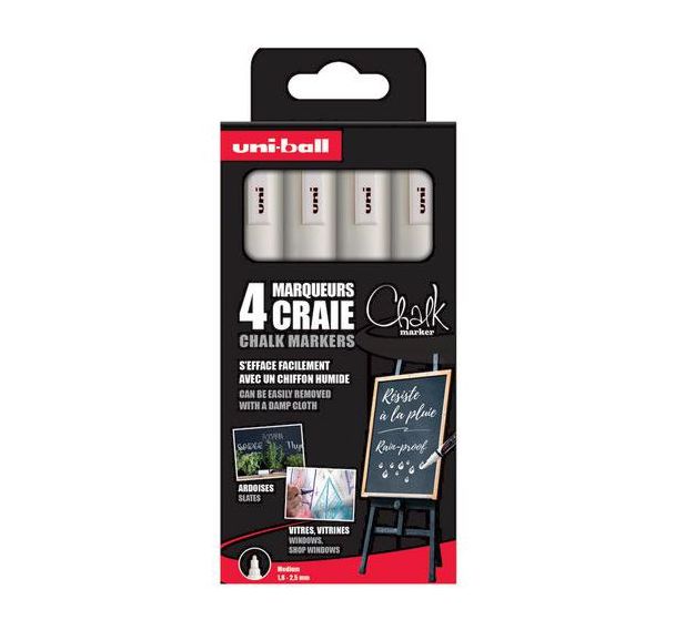 Set 4 marqueurs craie blanc - Uni