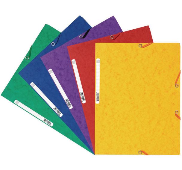 Set 50 chemises 3 rabats carte lustrée 400g/m2 A4 Assorties