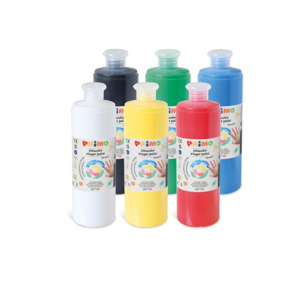 Set 6 flacons 750ml de gouache aux doigts - Primo