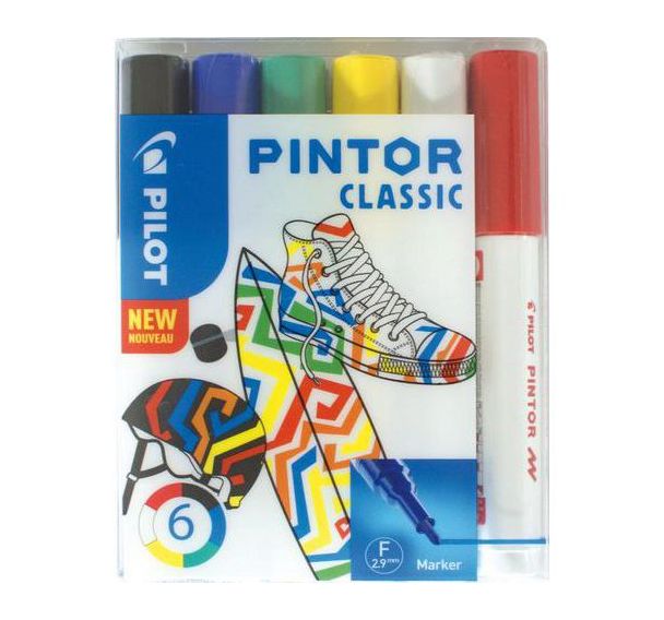 Set 6 marqueur Pintor pointe fine couleurs classiques