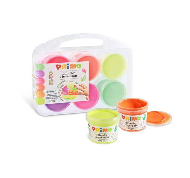 Set 6 pots 100g gouache aux doigts fluo