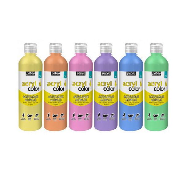 Set 6x500 ml acryl'color pastel