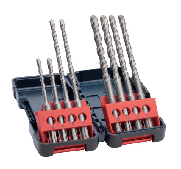 Set de 10 Coffret 8 Foret beton sds plus 3 ORIGINAL 5/6/6/9/10MM