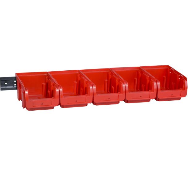 Set de 10 Jeu de 5 bacs rouges avec rail mural ProfiPlus Set C 2/6