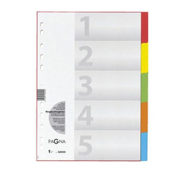Set de 12 Intercalaires carton, A4, 5 positions, 5 couleurs