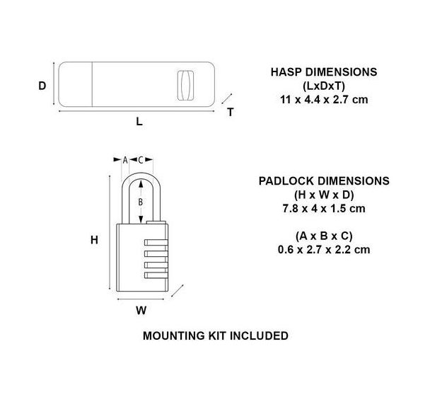 Set de 4 Cadenas à combinaison avec moraillon