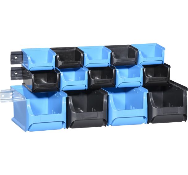 Set de 4 Jeu de 14 bacs avec rail mural ProfiPlus Set 1+2+3/17