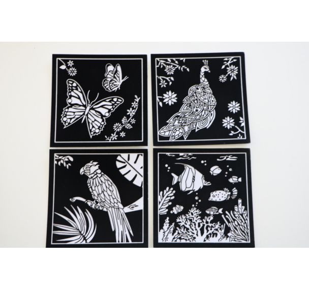 Set de 4 cartes velours