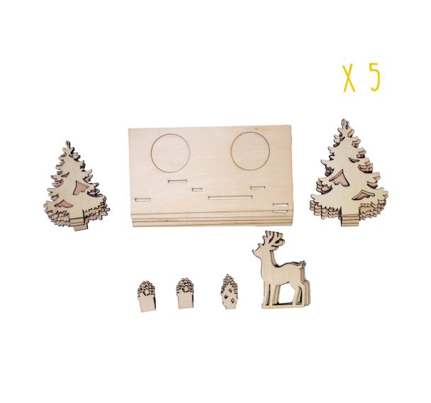 Set de 5 photophores en bois à décorer, 17 x 10,2 x 9 cm