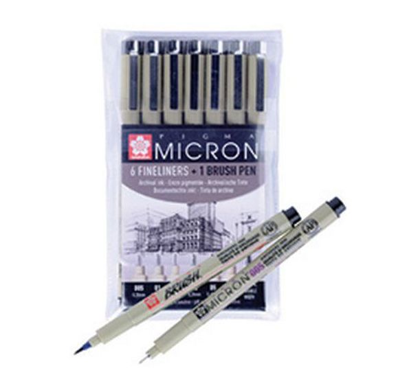 Set de 6 Feutre à pointe fine PIGMA MICRON, étui 6+1, noir (Lot de 6)