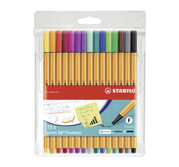 Set de 6 Feutre à pointe fine point 88, étui plastique de 15