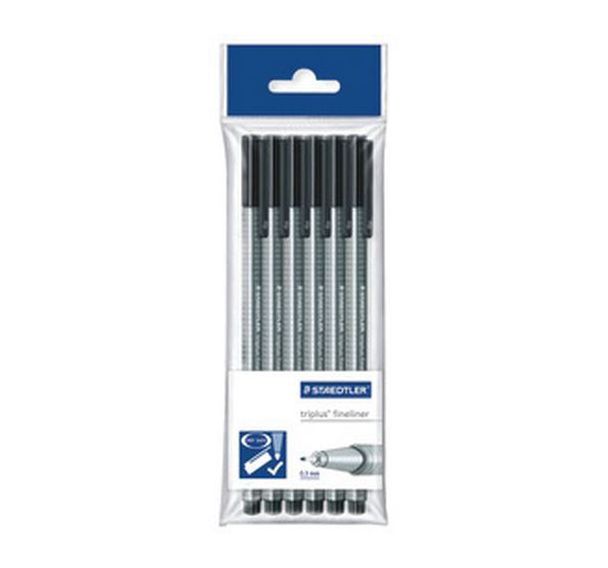Set de 6 Ineliner triplus, noir, 6 pièces en sachet