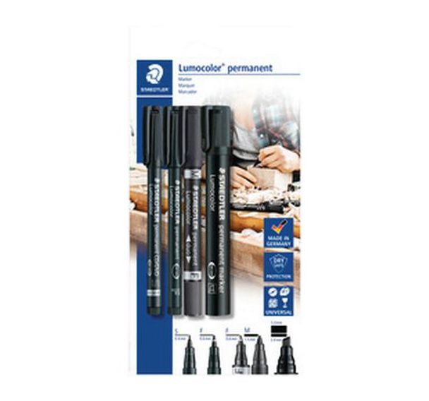Set de 6 Marqueur permanent Lumocolor, noir (x4)