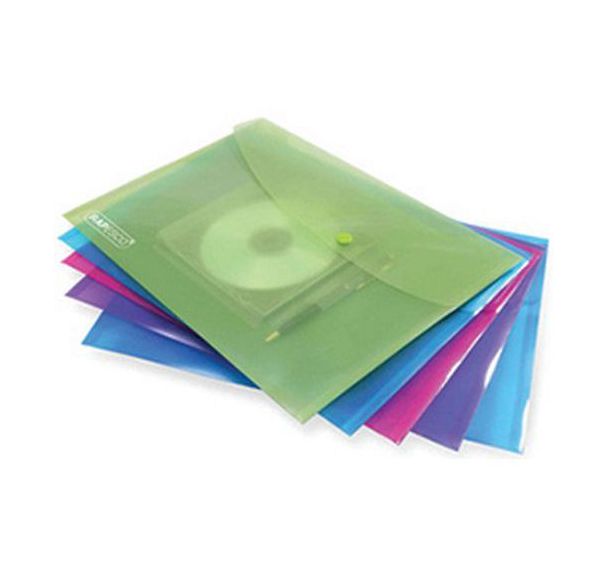 Set de 6 Pochette à document, A4+, PP avec poche à CD/DVD, 5 couleurs