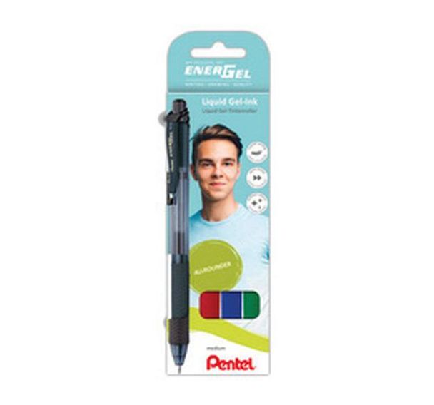 Set de 6 Roller encre gel liquide EnerGel-X BL107, étui de 4