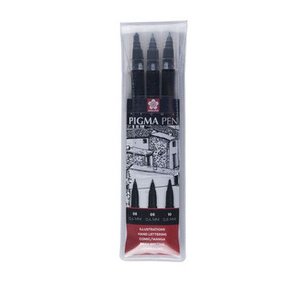 Set de 6 Stylo feutre PIGMA PEN, étui de 3, noir