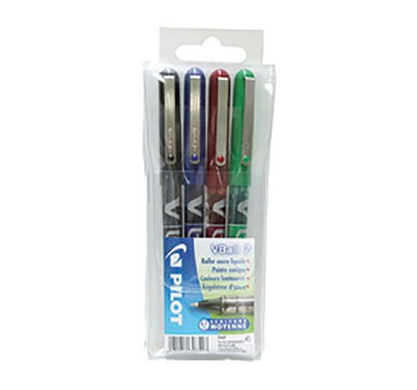 Set de 6 Stylo roller V Ball VB 7, étui de 4,couleurs assorties