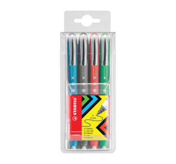 Set de 6 Stylo roller worker colorful, étui de 4