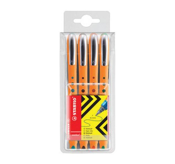 Set de 6 Stylo roller worker fine, étui de 4
