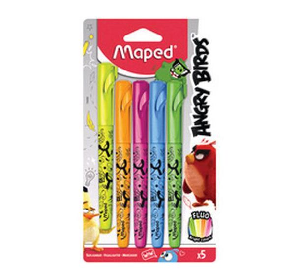 Set de 6 Surligneur ANGRY BIRDS, carte blister de 5