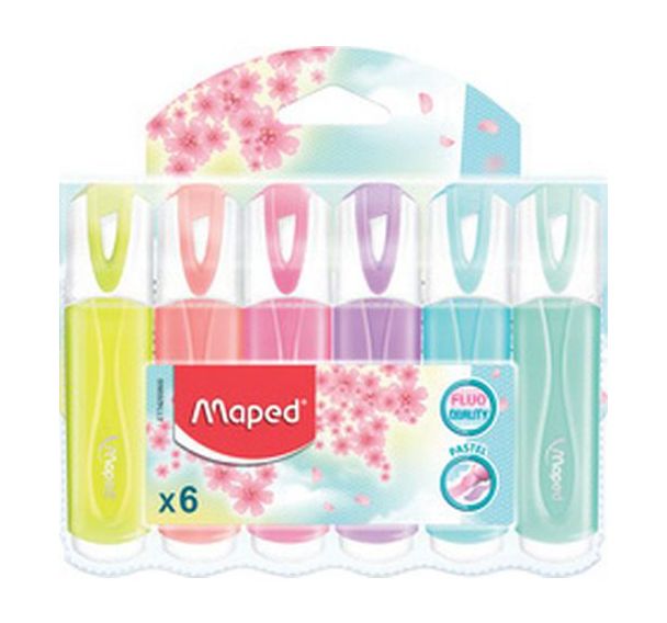 Set de 6 Surligneur FLUO''PEPS Classic PASTEL, étui de 6